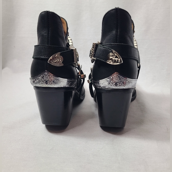 Jeffrey Campbell Calhoun Ankle Boot Black Silver Metal Studded Leather Sz 6 - Picture 10 of 11